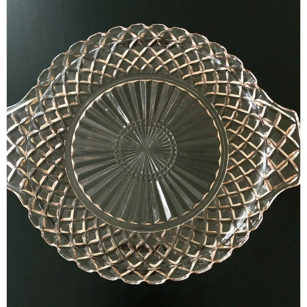Pink Depression Glass‎ Anchor Hocking Waterford Waffle Sandwich Serving Tray 12